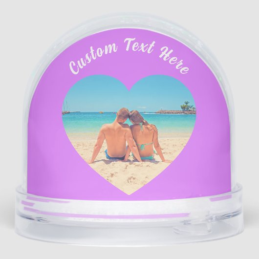 Create Your Own Photo Heart Snow Globe Custom Text (Arrière)
