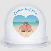 Create Your Own Photo Heart Snow Globe Custom Text Sneeuwbol (Voorkant)