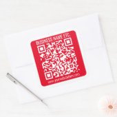 Create Your Own QR Code w/Border | Red & White Vierkante Sticker (Envelop)