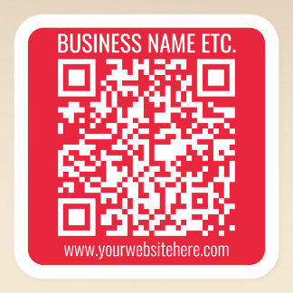 Create Your Own QR Code w/Border | Red & White Vierkante Sticker
