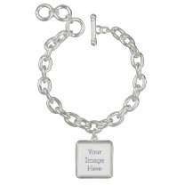 Create Your Own Silverplated Square Charm Bracelet