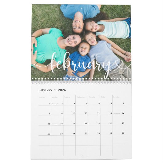Create Your Own Stylish Script Family Photo 2026 Kalender (Feb 2026)