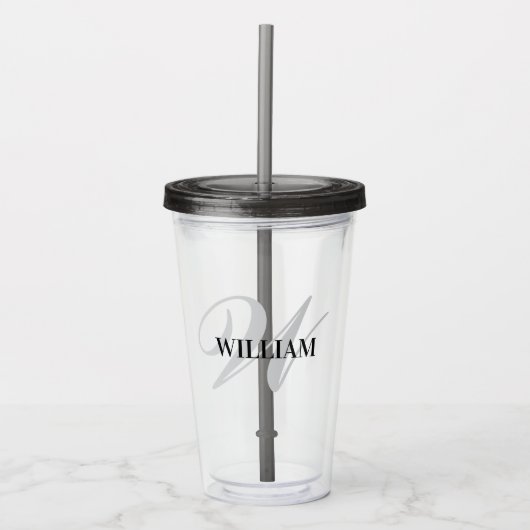 Create Your Personalized Monogram Name Black Acryl Drinkbeker (Voorkant)