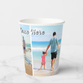 Create Your Photo Collage Paper Cups Custom Text Papieren Bekers (Achterkant)