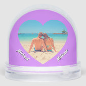 Create Your Photo Heart Snow Globe Gift with Names (Arrière)