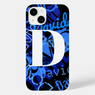 Creatief Blauw Monogram Case-Mate iPhone 14 Hoesje