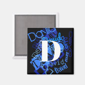 Creatief Blauw Monogram Magneet (Voorkant / Achterkant)