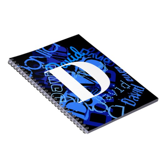 Creatief Blauw Monogram Notitieboek (Rechterzijde)