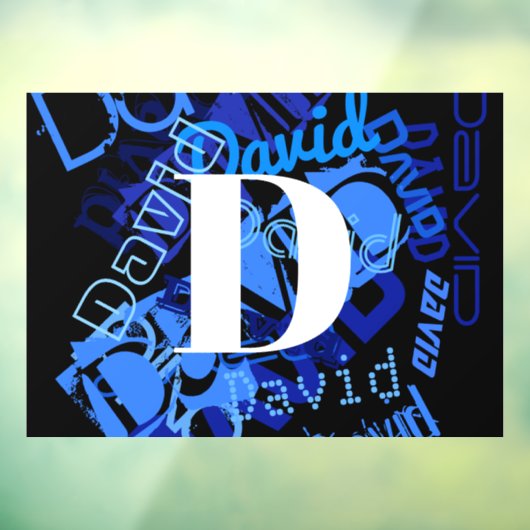 Creatief Blauw Monogram Raamsticker (Vel 3)