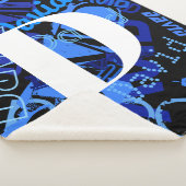 Creatief Blauw Monogram Sherpa Deken (3/4)