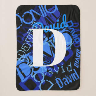 Creatief Blauw Monogram Sherpa Deken