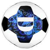 Creatief Blauw Monogram Voetbal (Gedraaid)