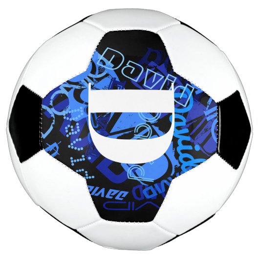 Creatief Blauw Monogram Voetbal (Gedraaid)