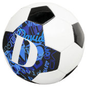 Creatief Blauw Monogram Voetbal (Drie kwart)