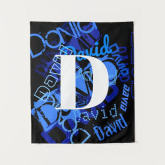 Creatief Blauw Monogram Wandkleed