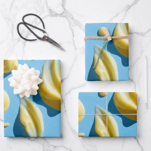 Creatief Boter Crème Druppels Patroon Inpakpapier Vel (Voorkant)