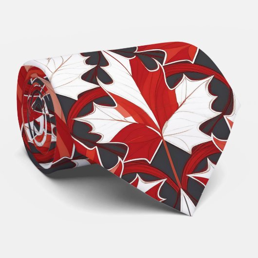 Creatief Canadees esdoornblad patroon ID1072 Stropdas (Opgerold)