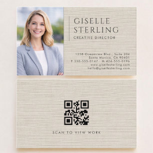 Creatief Directeur Linen Foto QR Code Visitekaartje