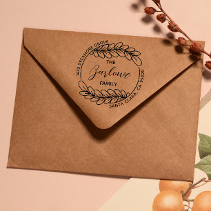 Creatief familie retour adres Elegante krans Rubberstempel