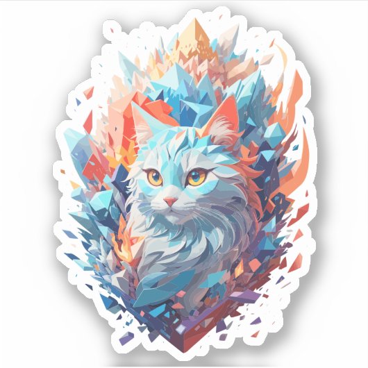 Creatief Fire and Ice Cat Design Sticker (Voorkant)