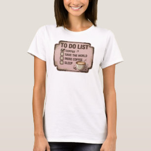 Creatief Goud COFFIE EERST RED DE WERELD Maatwerk T-shirt