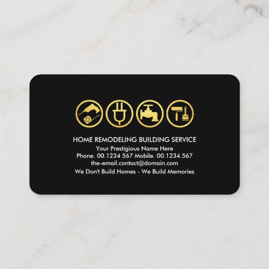 Creatief Goud Handyman Tools Gebouw Visitekaartje (Achterkant)