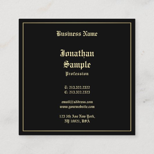 Creatief Goud Oud Engels Script Professional Cool Vierkante Visitekaartje (Achterkant)
