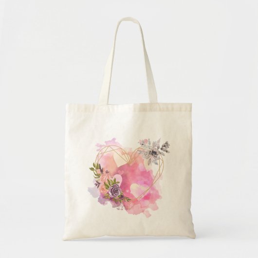 Creatief hart gestript met waterkleursplaat tote bag (Voorkant)