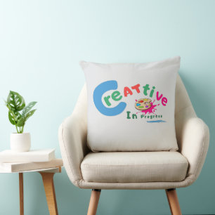 Creatief in Uitvoering Kleurrijke Artistieke Citaa Kussen