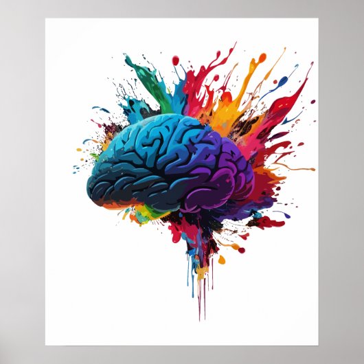 Creatief Kleurrijk Splash Brain Design Poster (Voorkant)