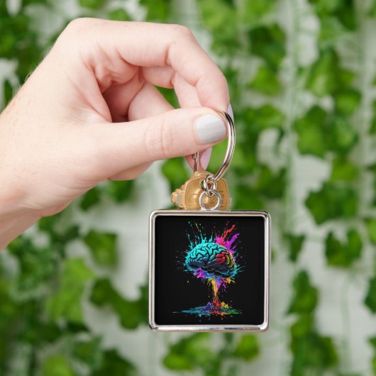 Creatief Kleurrijk Splash Brain Design Sleutelhanger (Hand)