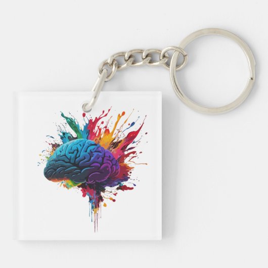 Creatief Kleurrijk Splash Brain Design Sleutelhanger (Achterkant)