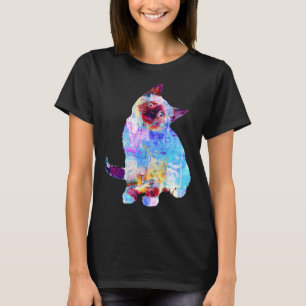Creatief Kunstwerk Kitten Kleurrijke Kat Splash Ka T-shirt