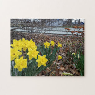 Creatief landschapsbloem fotomozaïekpuzzel legpuzzel