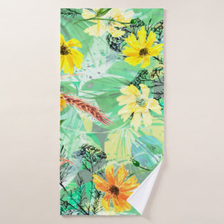 Creatief naadloos waterverf patroon van planten, H Badhanddoek