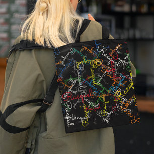 Creatief Patroon van Kleurrijke Namen Tote Bag