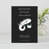 Creatief visserijlogo – modern hengelaarontwerp save the date (Staand voorkant)