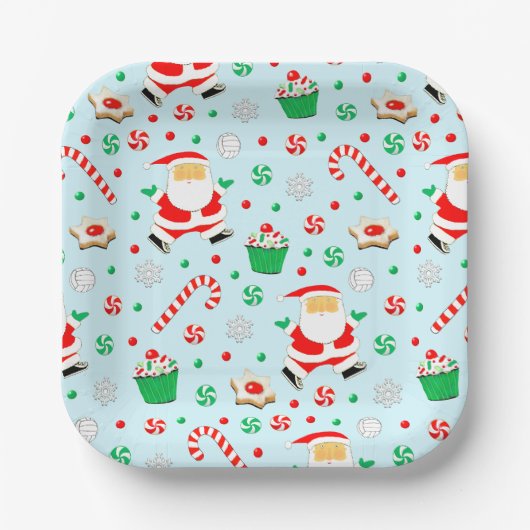 Creatief Volleybal Kerstfeest Papieren Bordje (Voorkant)