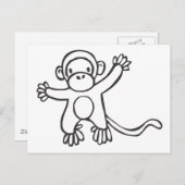 Creatieve aap in schets tekenen briefkaart (Voorkant / Achterkant)
