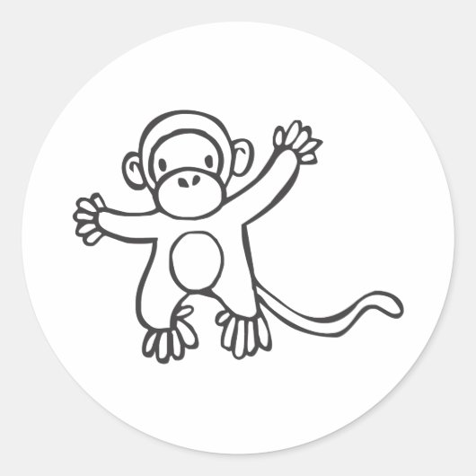 Creatieve aap in schetstekening ronde sticker (Voorkant)