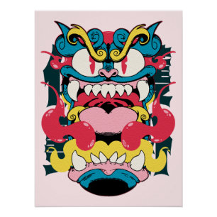 Creatieve Anime Muur Kunst Duivel Masker 06 Perfect Poster