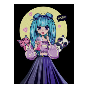 Creatieve Anime Muurkunst Meisjes 20 Perfect Poster