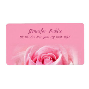 Creatieve Aquarel Roze Roos Bloemige Verzending Etiket