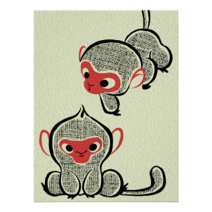Creatieve Aziatische Muurkunst Apen Kunst Perfect Poster