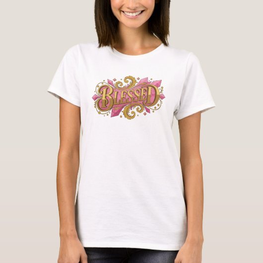 Creatieve BLESSED 2D Draagbare Kunst T-shirt (Voorkant)