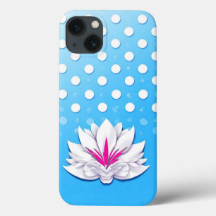 Creatieve bloemcompositie met polkadot achtergrond iPhone 13 hoesje