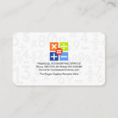 Creatieve boekhoudingnummersymbolen visitekaartje (Achterkant)