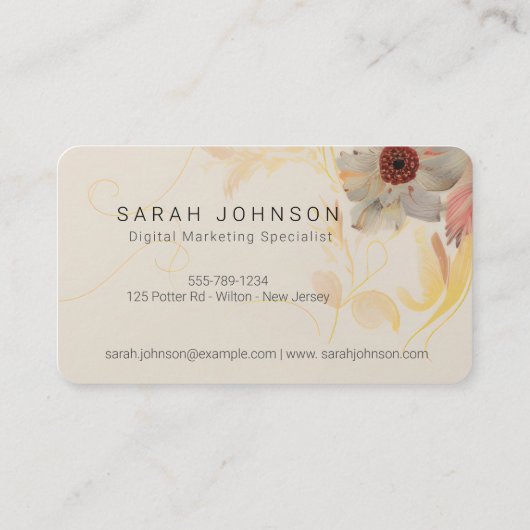 Creatieve Boheemse bloemen & veren met monogram Visitekaartje (Achterkant)