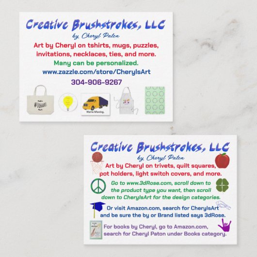 Creatieve borstels LLC visitekaartjes 2023 (Voorkant / Achterkant)