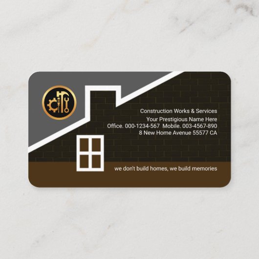 Creatieve dakconstructie visitekaartje (Achterkant)